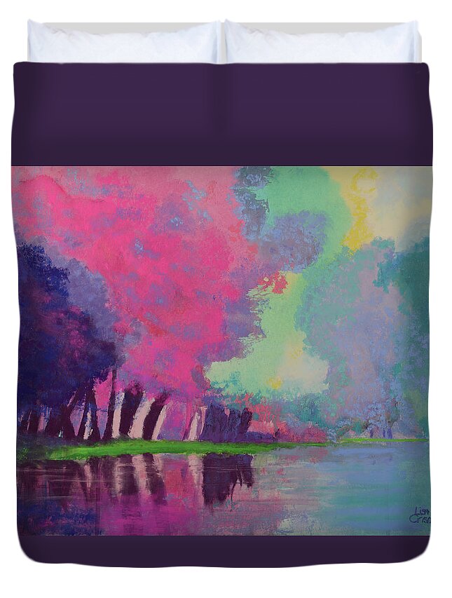 Vibrant Duvet Cover featuring the painting Chroma Exhilaration by Lisa Crisman