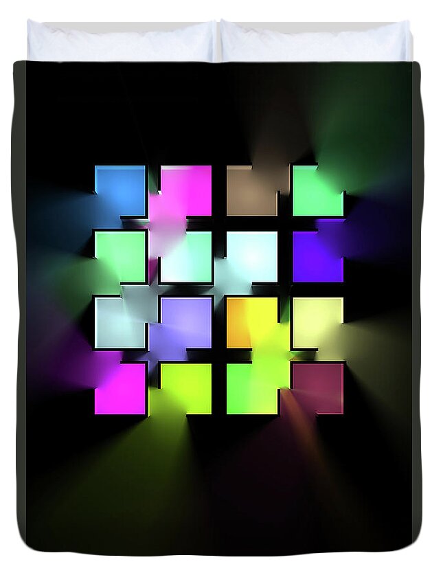 Light Duvet Cover featuring the digital art Chromatic Cubes 1 by Scott Norris
