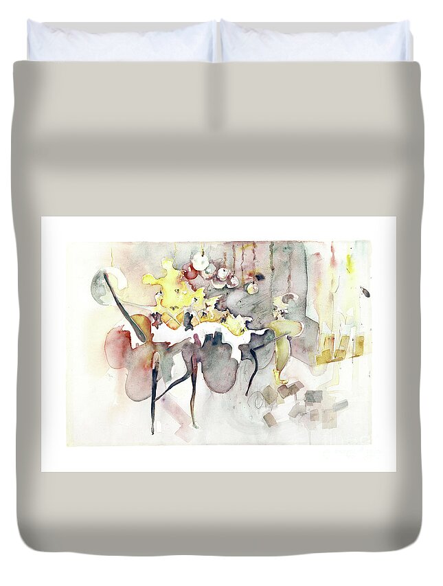 Can-can Dance Duvet Cover featuring the painting Cici by Cherie Salerno