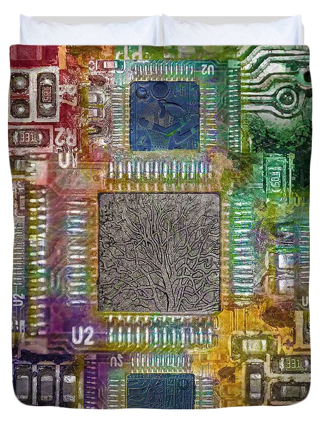 Computer Duvet Cover featuring the digital art Circuits by Anthony Ellis