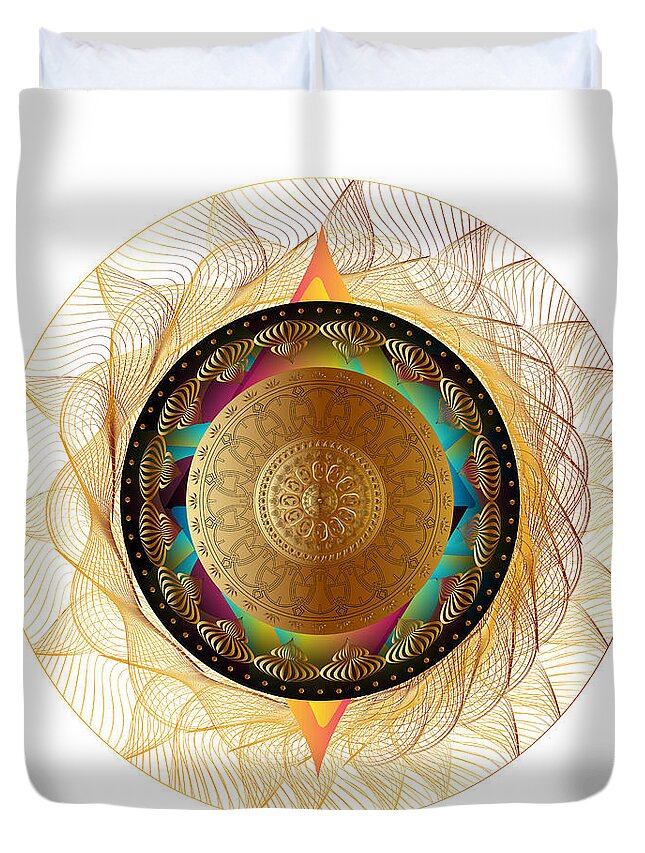 Abstract Graphic Mandala Duvet Cover featuring the digital art Circumplexical No 4113 by Alan Bennington