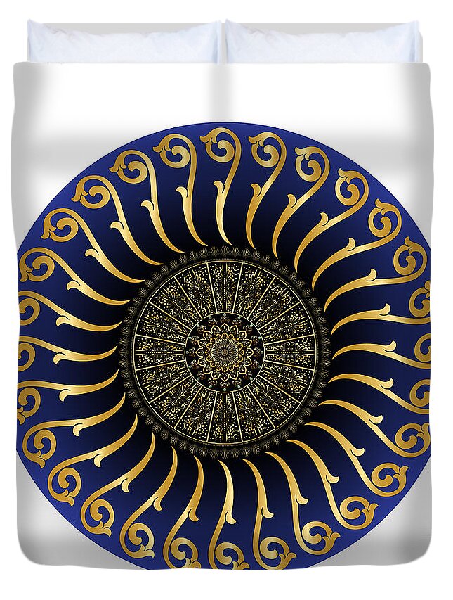 Abstract Graphic Mandala Duvet Cover featuring the digital art Circumplexical No 4130 by Alan Bennington