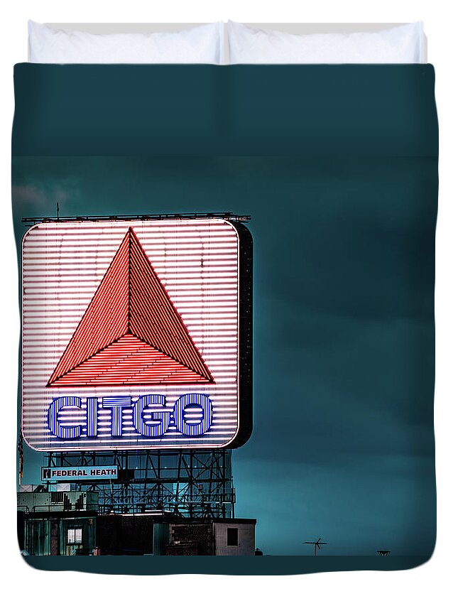 America Duvet Cover featuring the photograph Citgo Sign at Dawn - Boston's Kenmore Square by Gregory Ballos