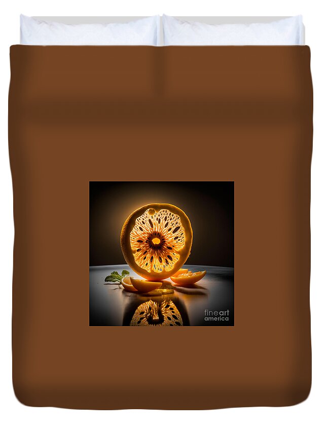  Duvet Cover featuring the digital art Citrus Sun I by Jay Schankman