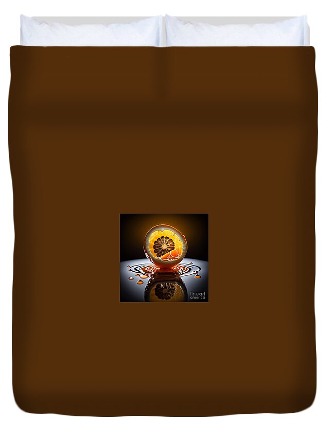  Duvet Cover featuring the mixed media Citrus Sun II by Jay Schankman