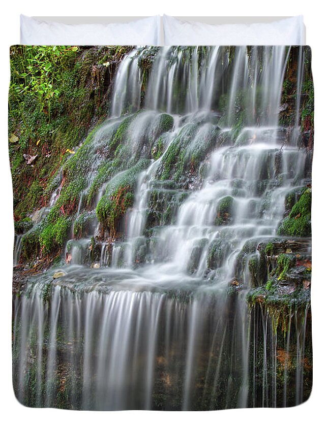 Waterfalls Duvet Cover featuring the photograph City Lake Falls 14 by Phil Perkins