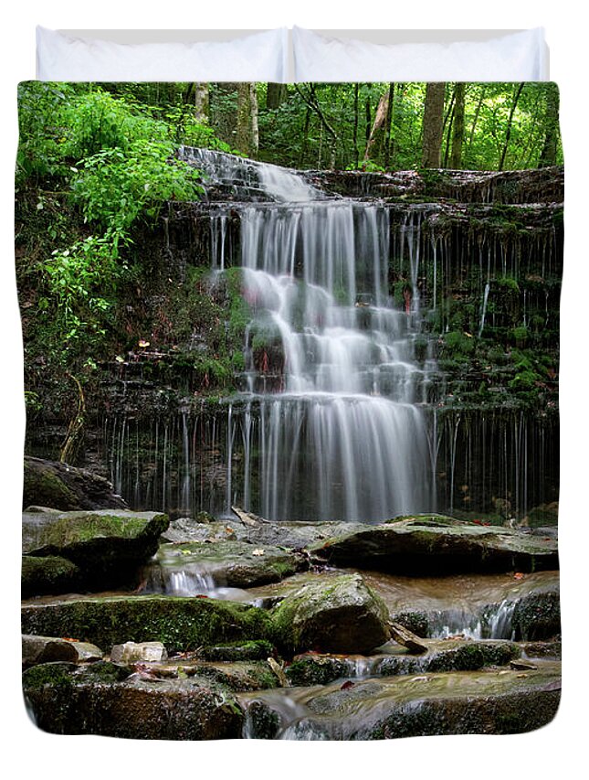 Waterfalls Duvet Cover featuring the photograph City Lake Falls 15 by Phil Perkins