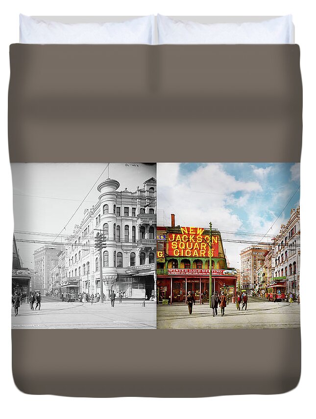 New Orleans Duvet Cover featuring the photograph City - New Orleans, LA - The Pickwick Palace 1902 - Side by Side by Mike Savad