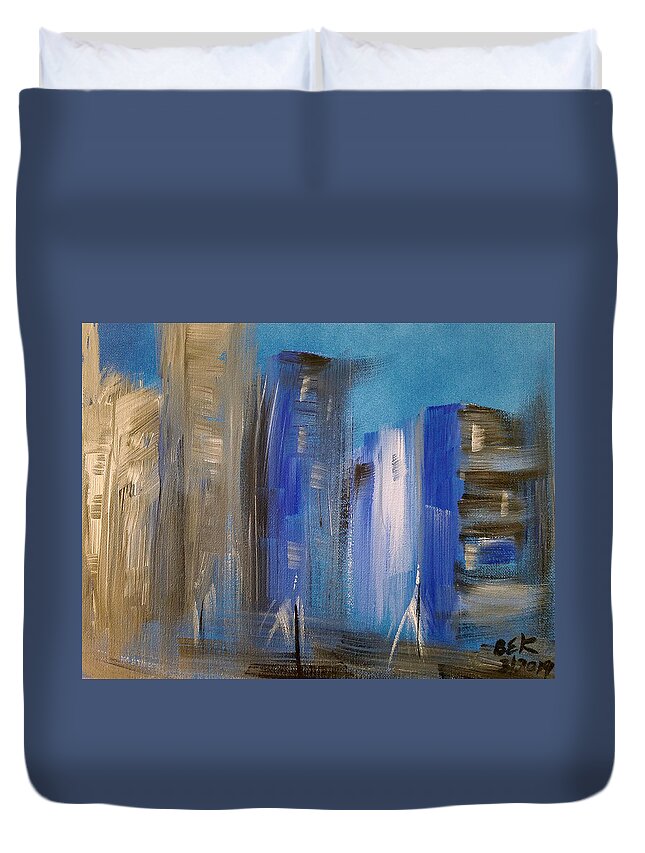 City Duvet Cover featuring the painting City Nights by Brent Knippel