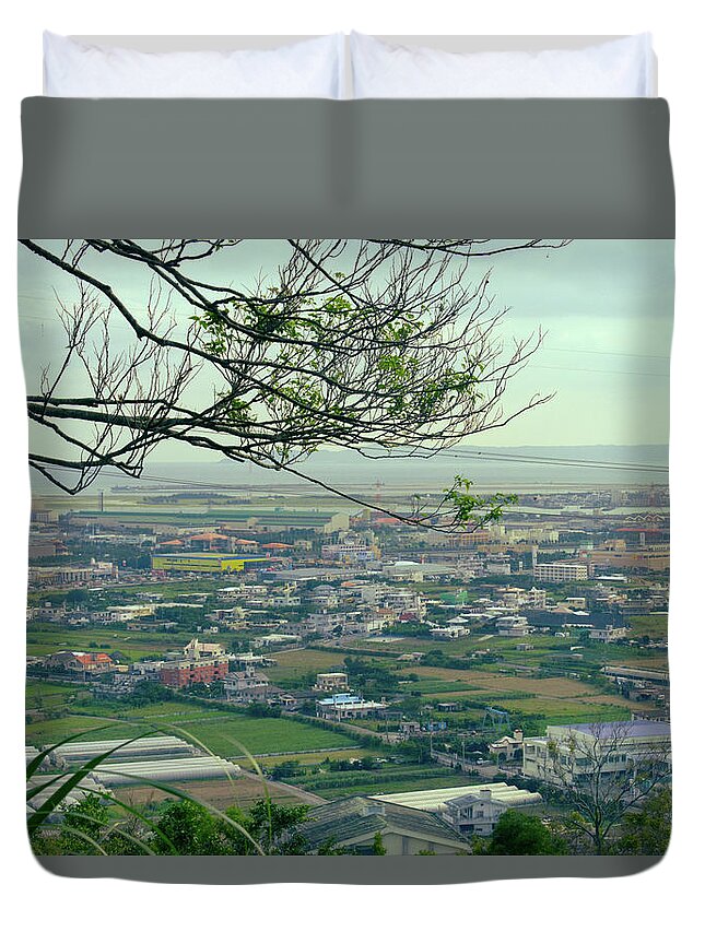 Overlook Duvet Cover featuring the photograph City Overlook by Eric Hafner