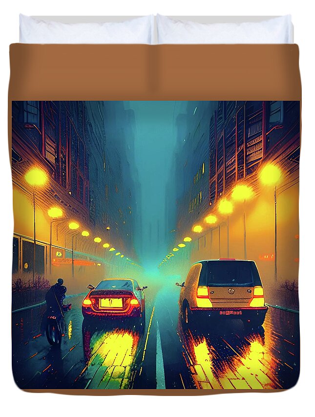 City Duvet Cover featuring the digital art Cityscapes 75 by Fred Larucci