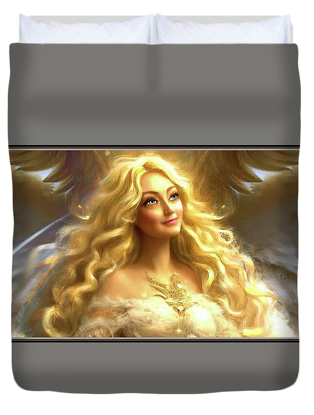 Healer Duvet Cover featuring the digital art Claria the Guardian Angel by Shawn Dall