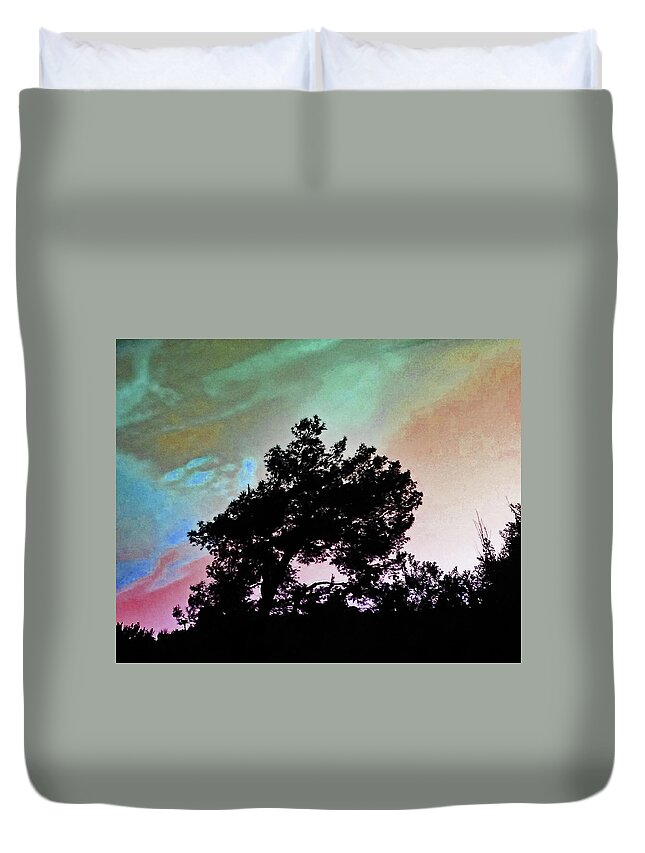 Tree Duvet Cover featuring the photograph Classic Leaning Tree by Andrew Lawrence