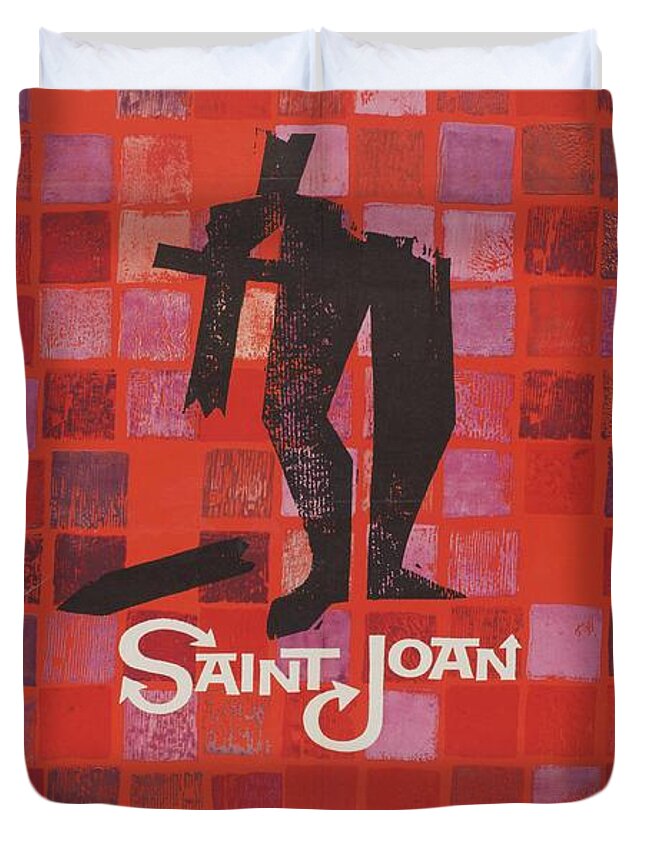 Saint Duvet Cover featuring the painting Classic Movie Poster - Saint Joan by Esoterica Art Agency