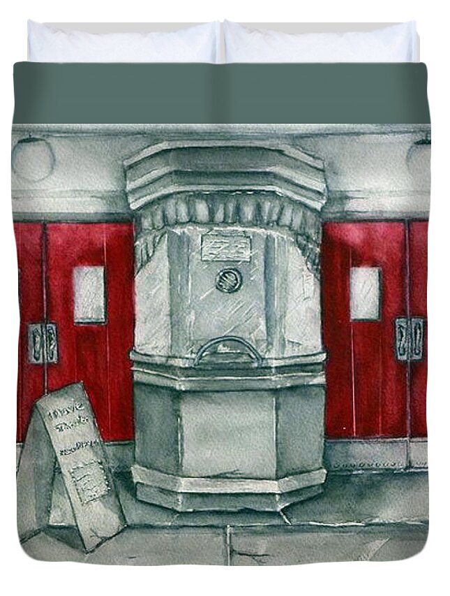 Movie Theater Duvet Cover featuring the painting Classic Movie Theater by Kelly Mills