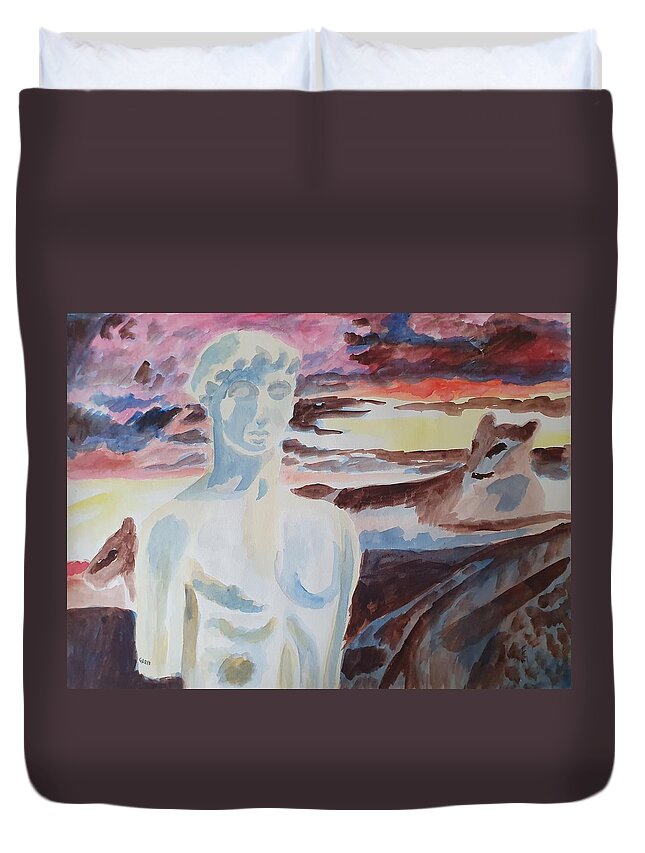 Masterpiece Paintings Duvet Cover featuring the painting Classical Sunset by Enrico Garff
