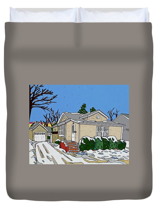 Valley Stream Duvet Cover featuring the painting Cleveland Street by Mike Stanko