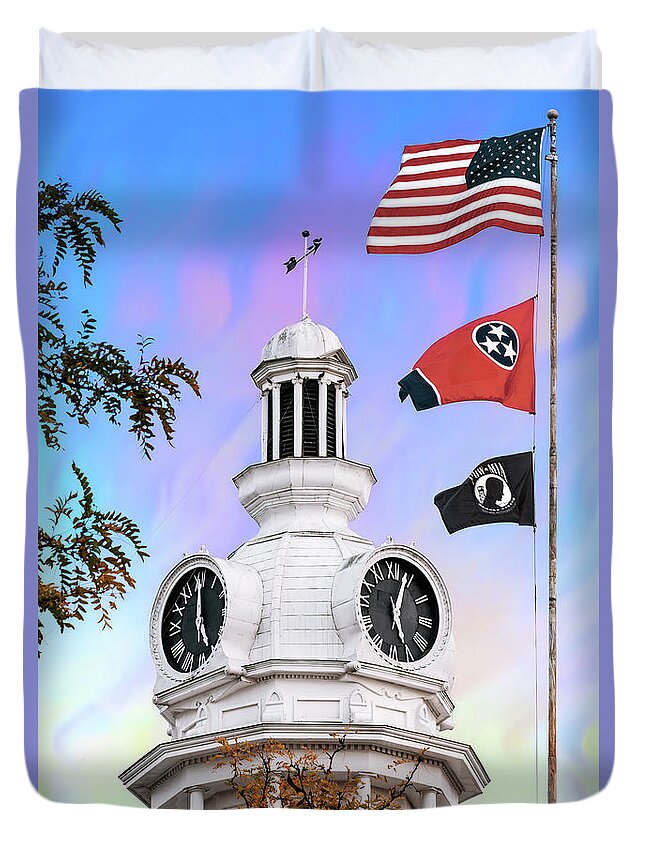 Clock Tower Duvet Cover featuring the photograph Clock Tower by Jerry Cowart