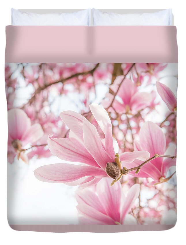 Magnolia Duvet Cover featuring the photograph Close-up on Spring by Philippe Sainte-Laudy