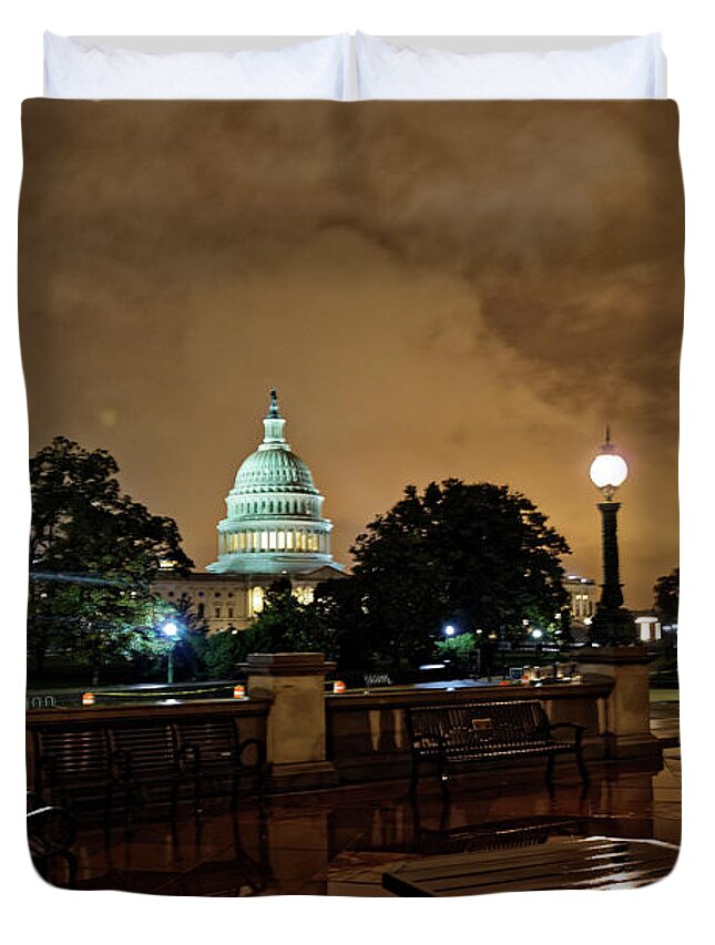 Closer Capitol View Duvet Cover featuring the photograph Closer Capitol View from the Library of Congress, Jefferson Building by Doolittle Photography and Art