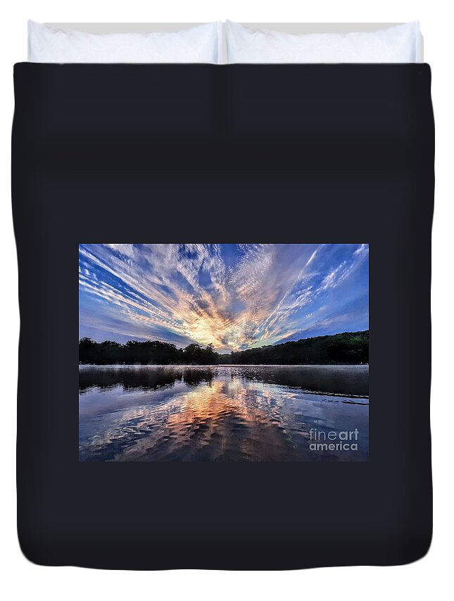 Beaver Lake Duvet Cover featuring the photograph Cloud Palette - Beaver Lake, New Jersey by Dave Pellegrini