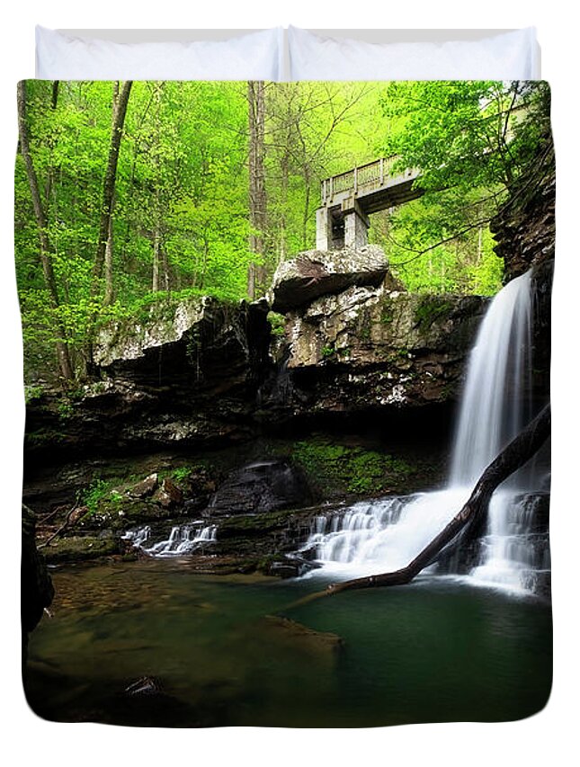 Cloudland Canyon Duvet Cover featuring the photograph Cloudland Canyon Bridge by Andy Crawford