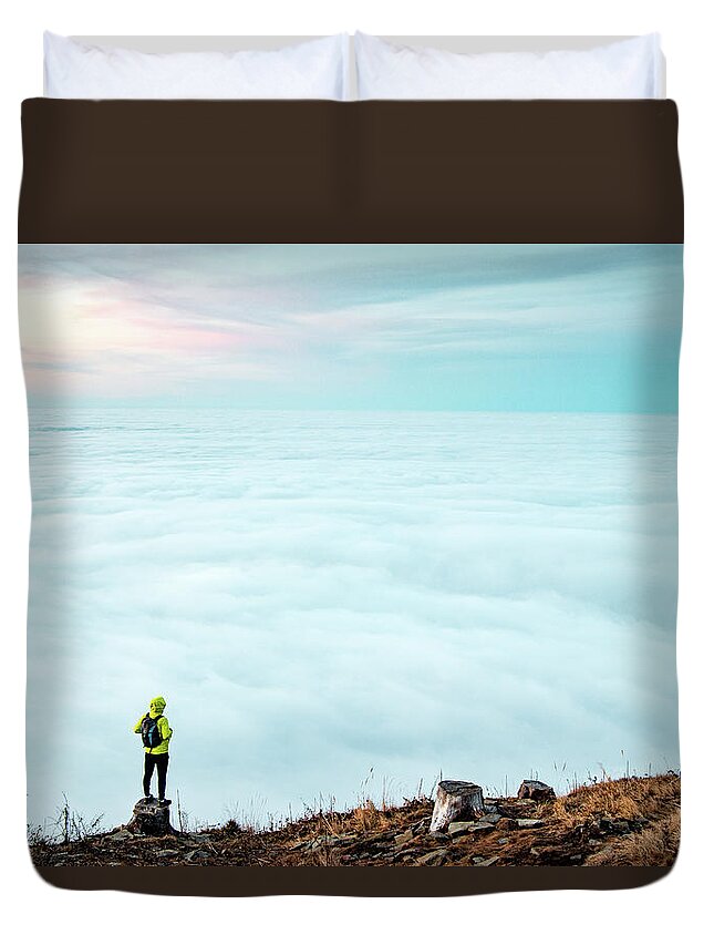 Trekking Duvet Cover featuring the photograph Clouds floating by Vaclav Sonnek
