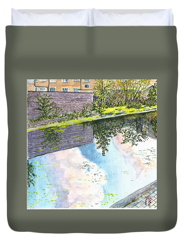  Duvet Cover featuring the painting Clouds I The Mirror by Francisco Gutierrez