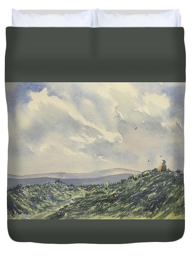 Watercolour Duvet Cover featuring the painting Cloudy Skies over Fat Betty by Glenn Marshall