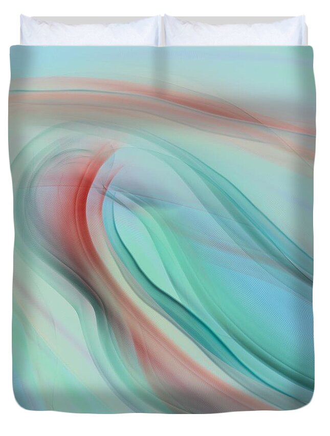 Color Flow Duvet Cover featuring the painting Coastal Morning ABSTRACT by Bonnie Bruno