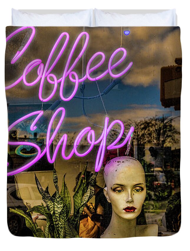 Coffee Shop Duvet Cover featuring the photograph Coffee Shop by Chris Lord