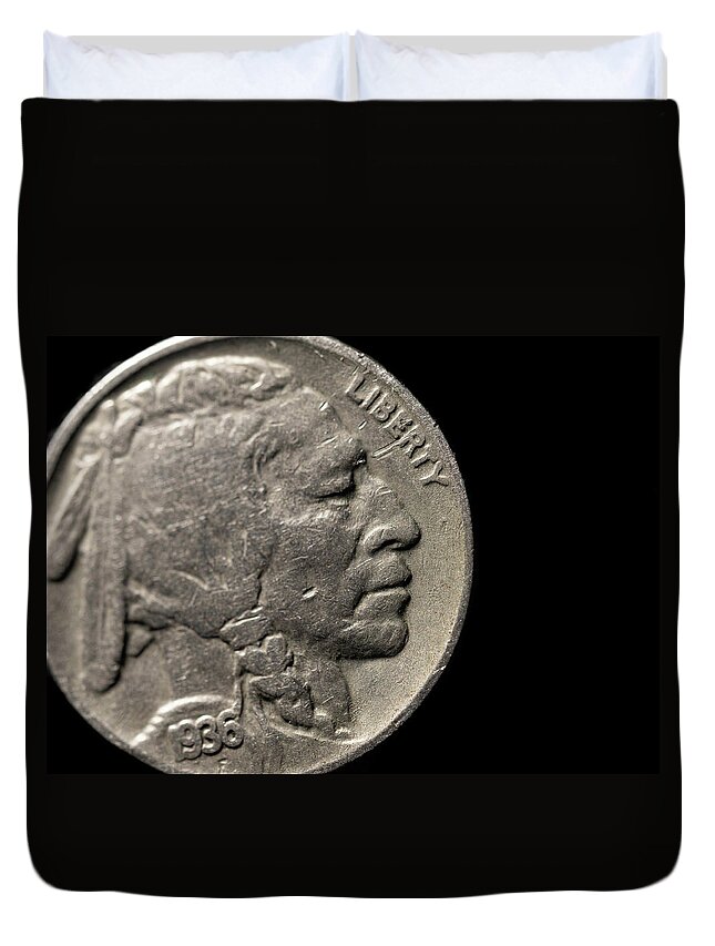 Coin Duvet Cover featuring the photograph Coin Collecting - 1936 Nickel by Amelia Pearn