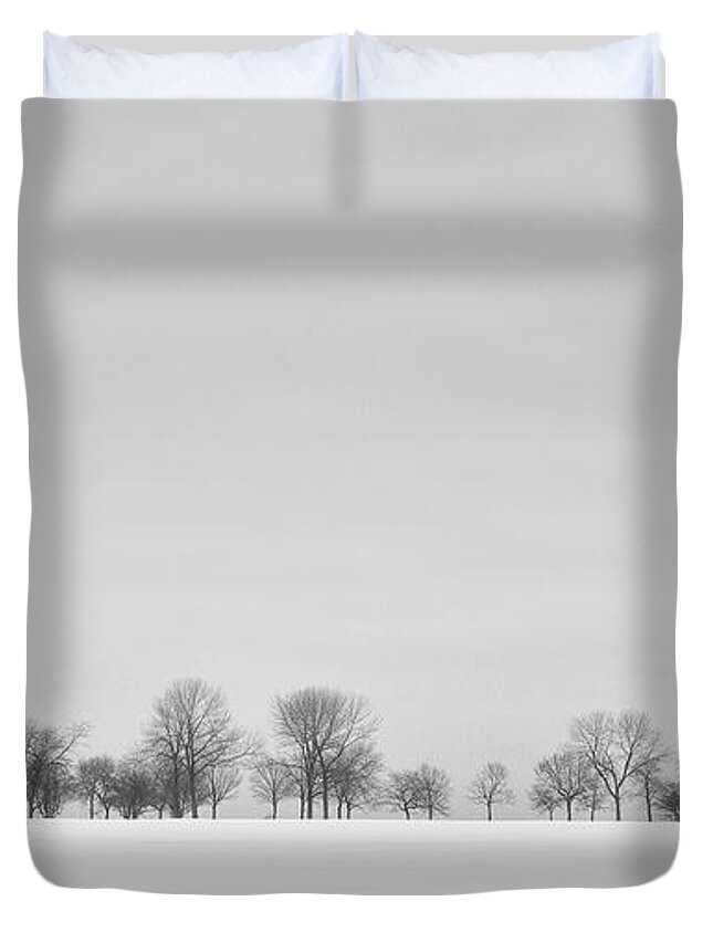 Black And White Duvet Cover featuring the photograph Cold Horizon by Scott Norris