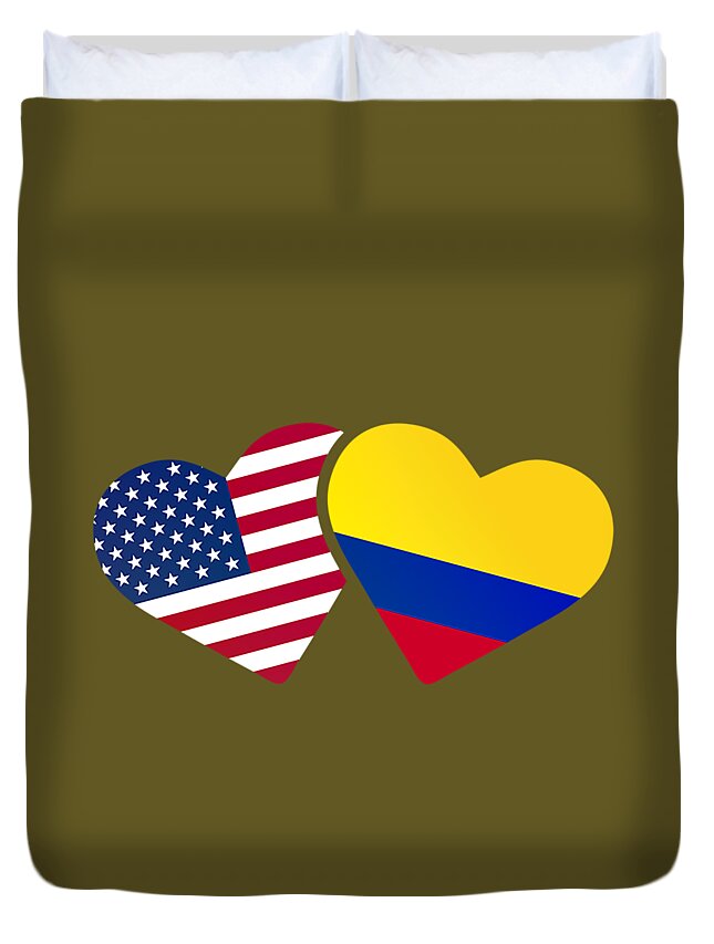 Colombia USA Flag Heart Colombiano Americans Love Duvet Cover
