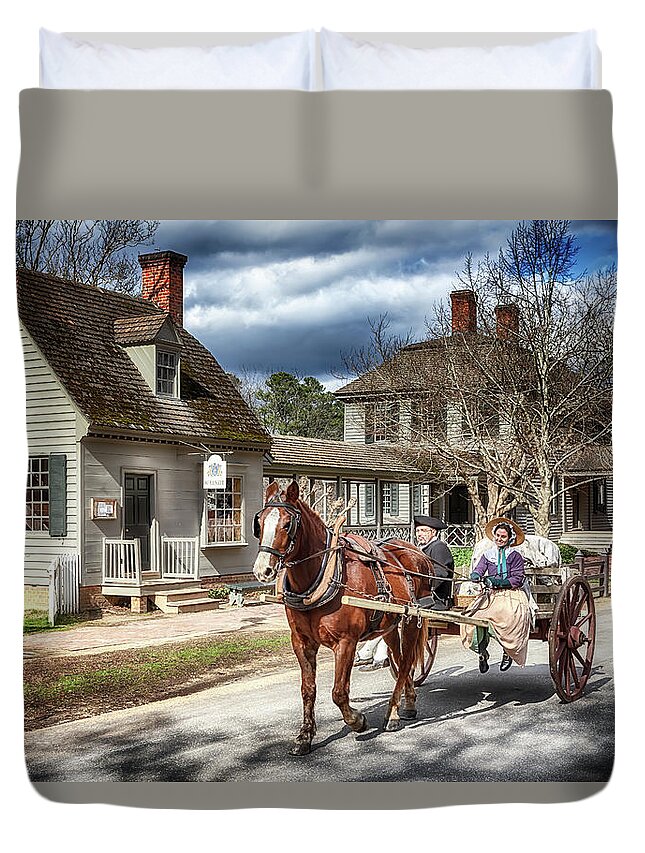 Virginia Duvet Cover featuring the photograph Colonial Williamsburg - Market Day by Susan Rissi Tregoning