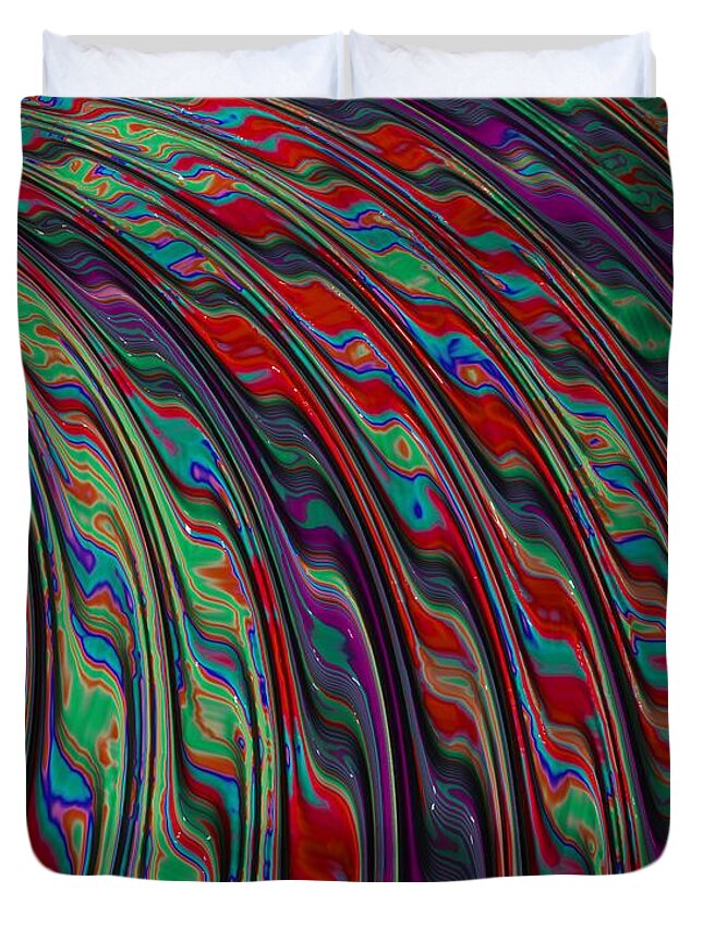 Marbled Duvet Cover featuring the digital art Color Curves by Bonnie Bruno