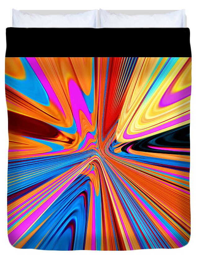 Abstract Duvet Cover featuring the digital art Color Time Warp - Abstract by Ronald Mills