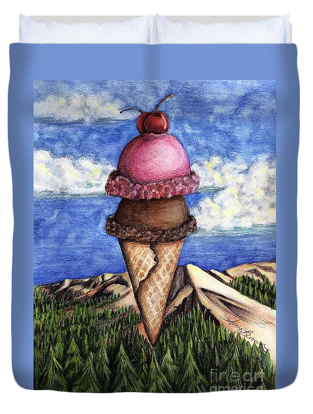 Ice Cream Duvet Cover featuring the mixed media Colorado Double Dip by Mastiff Studios