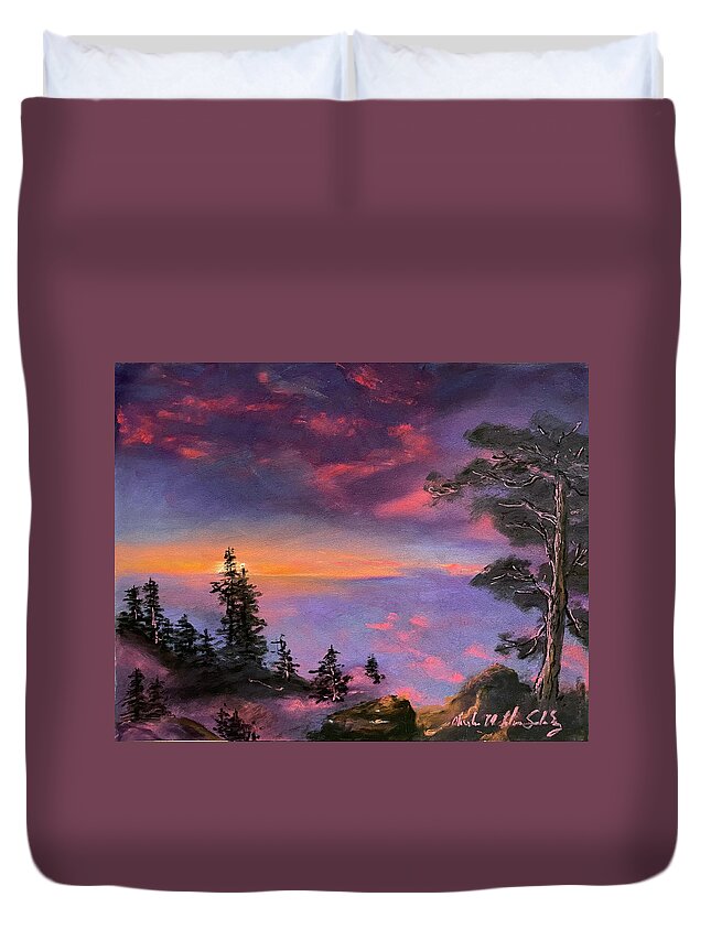 Sunset Duvet Cover featuring the painting Colorado Sunset by Charlene Fuhrman-Schulz