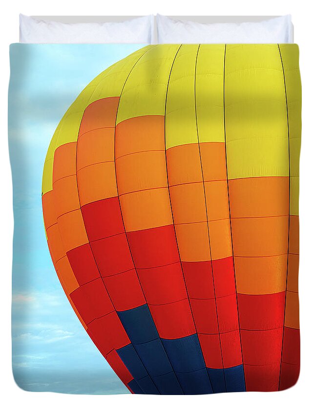 New Jersey Duvet Cover featuring the photograph Colorful Balloon Ready to Launch by Kristia Adams