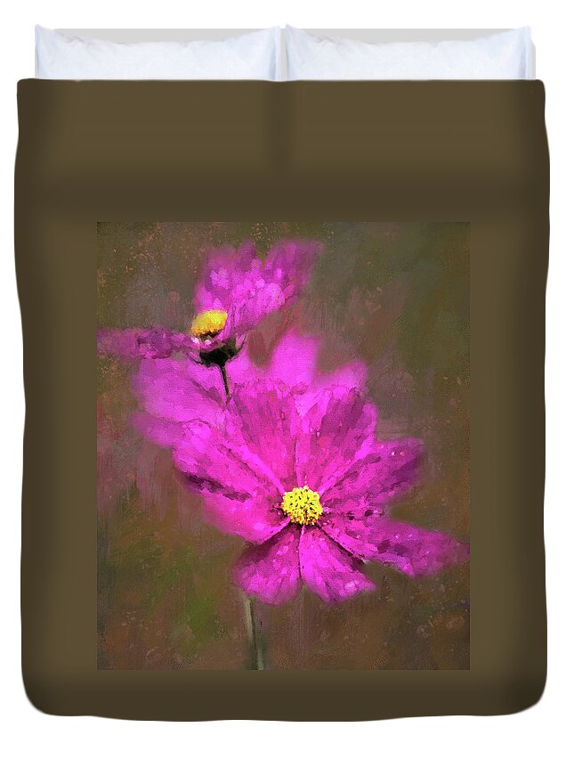 Cosmos Duvet Cover featuring the photograph Colorful Cosmos by HH Photography of Florida