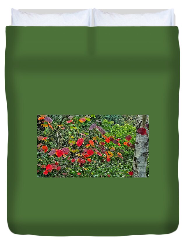 Autumn Duvet Cover featuring the photograph Colorful Fall Leaves by Jerry Abbott