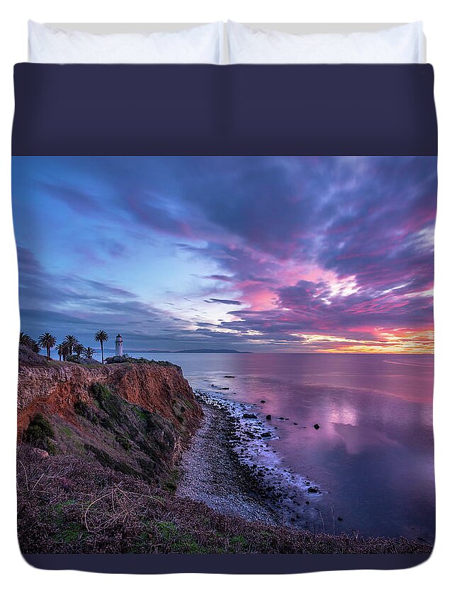 Beach Duvet Cover featuring the photograph Colorful Point Vicente after Sunset by Andy Konieczny
