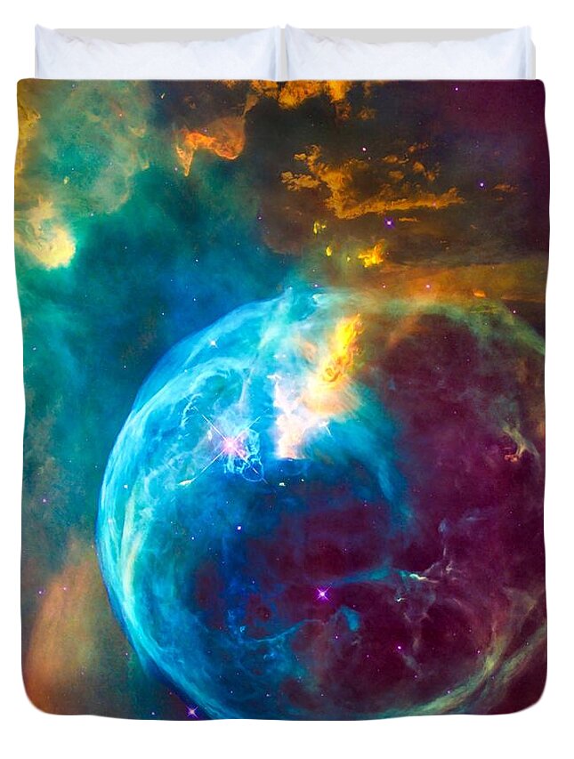 Nebula Duvet Cover featuring the photograph Colorful Wall Art Nebula by Stefano Senise