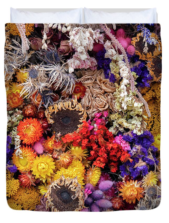 Colourful Duvet Cover featuring the photograph Colourful Dried Flowers by Tim Gainey