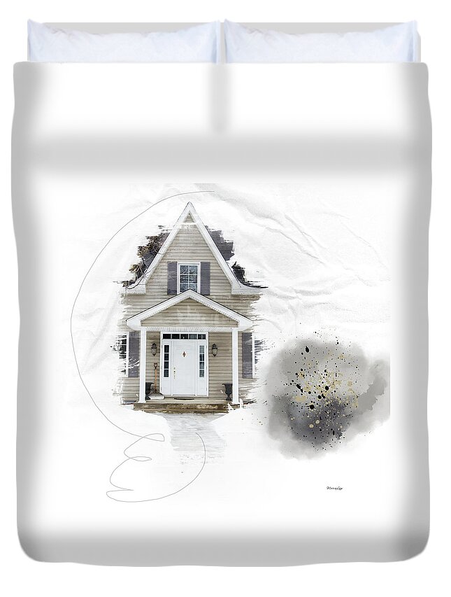 Door Duvet Cover featuring the mixed media Colours of Early Spring by Moira Law