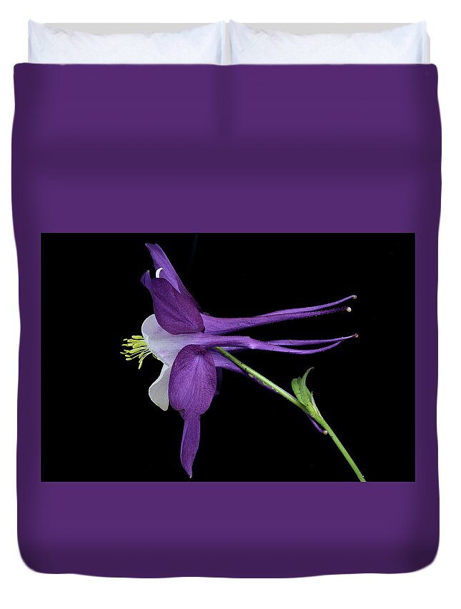 Macro Duvet Cover featuring the photograph Columbine 781 by Julie Powell