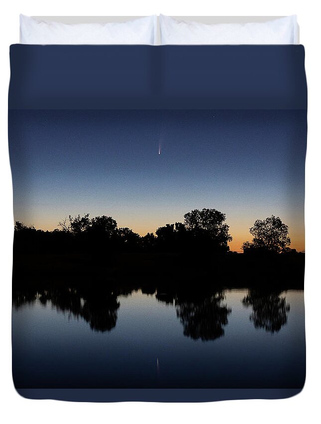 Comet Duvet Cover featuring the photograph Comet NEOWISE in the Pre-Dawn Hour by Tony Hake