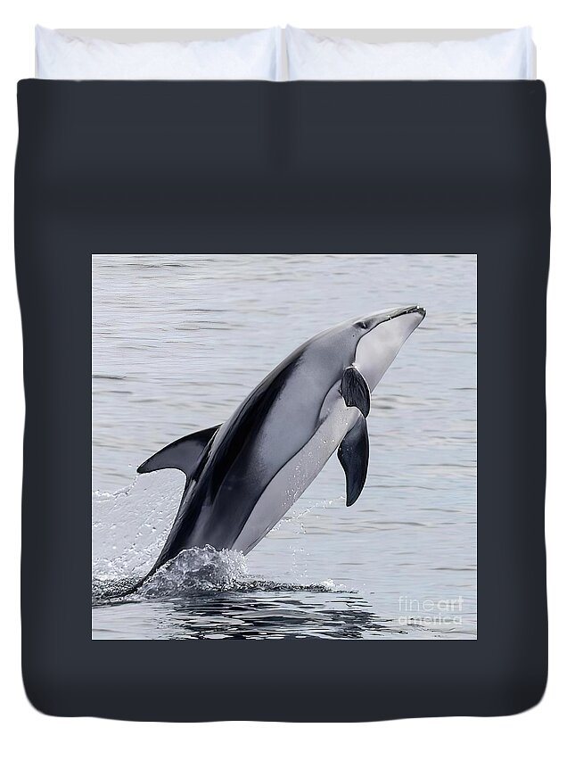  Duvet Cover featuring the photograph Common Dolphin Leaper by Loriannah Hespe