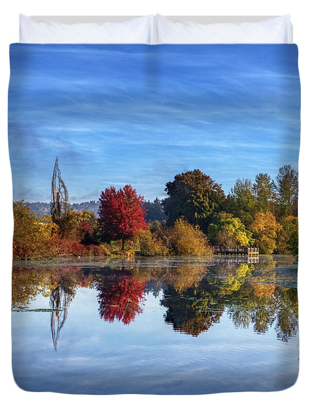 Landscape Duvet Cover featuring the photograph Commonwealth Pond by Loyd Towe Photography